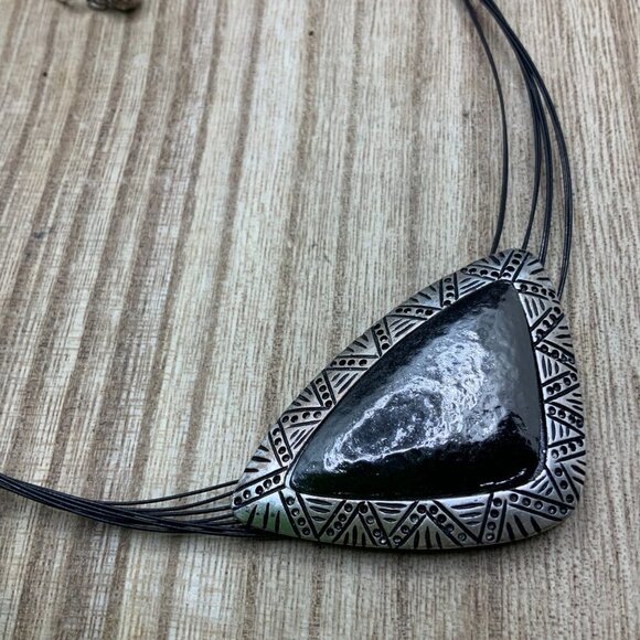 Chico's Triangle Pendant Multi Strands Wire Necklace - Picture 1 of 8